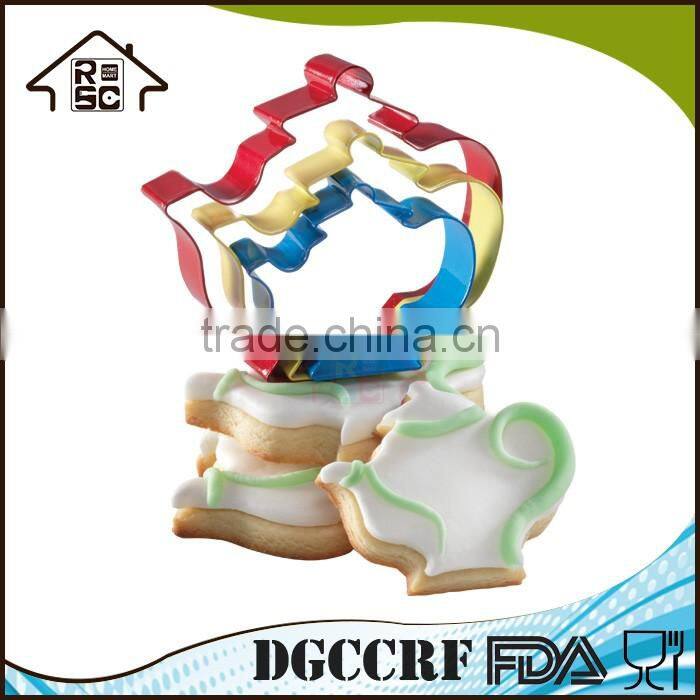 NBRSC Hot Products Custom Design Teapot Party Stainless Steel Baking Pastry Metal Cookie Cutter Set
