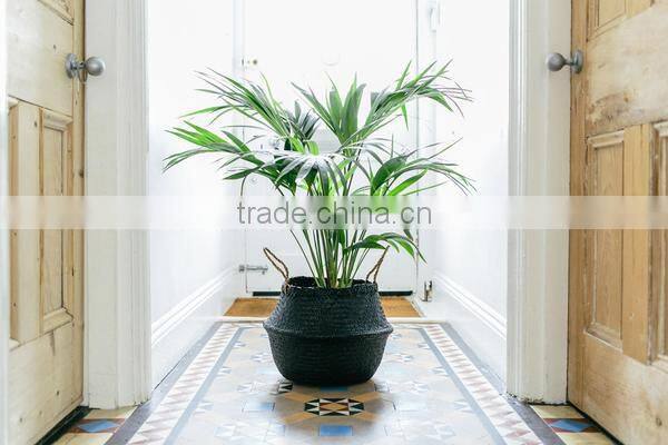 Silver sequin belly basket, seagrass dipped bottom basket, folding basket