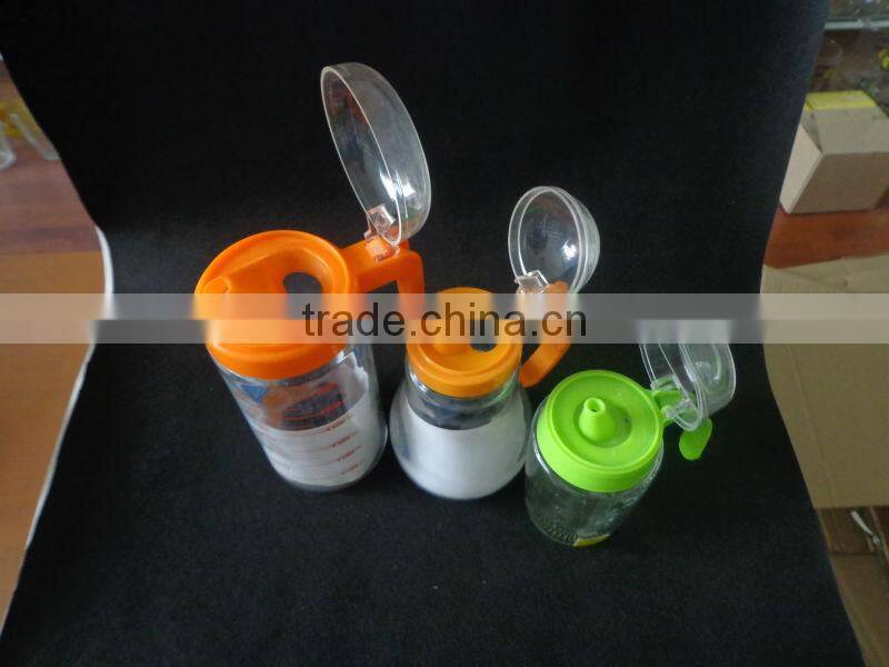clear glass oil bottle