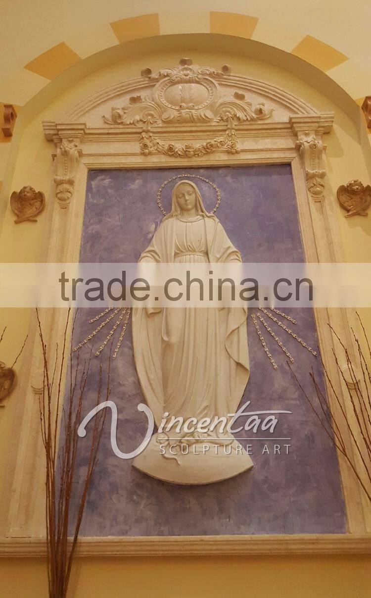 wall mounted stone carving religious decoration relief frame for mary