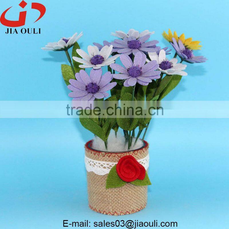 New design with non woven fabric cover glass nursery pot glass cup planter