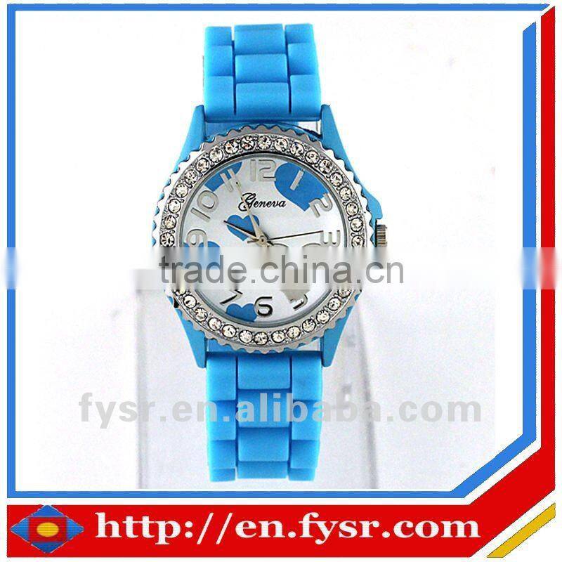 2012Hot sale!!! Fashionable colorful trendy novety blue silicone strap watch