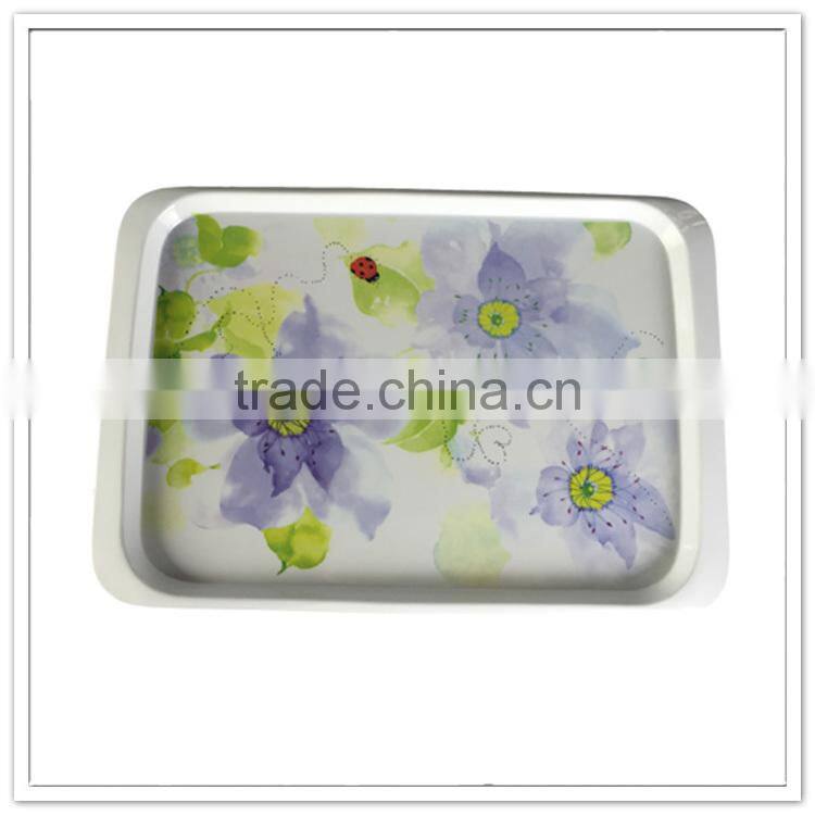 Purple flower printed plastic shelf tray hotel amenities utensil holder catering trays