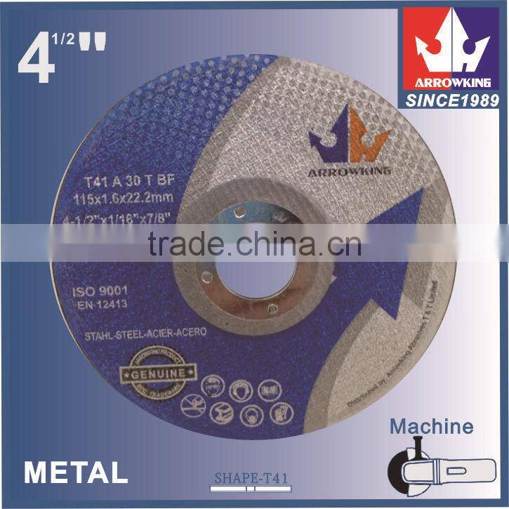 4-1/2" 115x1.6x22.2mm Super Thin Flat Resin Bonded Reinforced Cutting Wheel For Metal