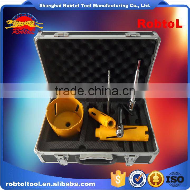 7 in 1 Kit Cured Reinforced Concrete Diamond Core Drill Bits Asphalt Masonry Cement Brick Block Wet Boring Segmented