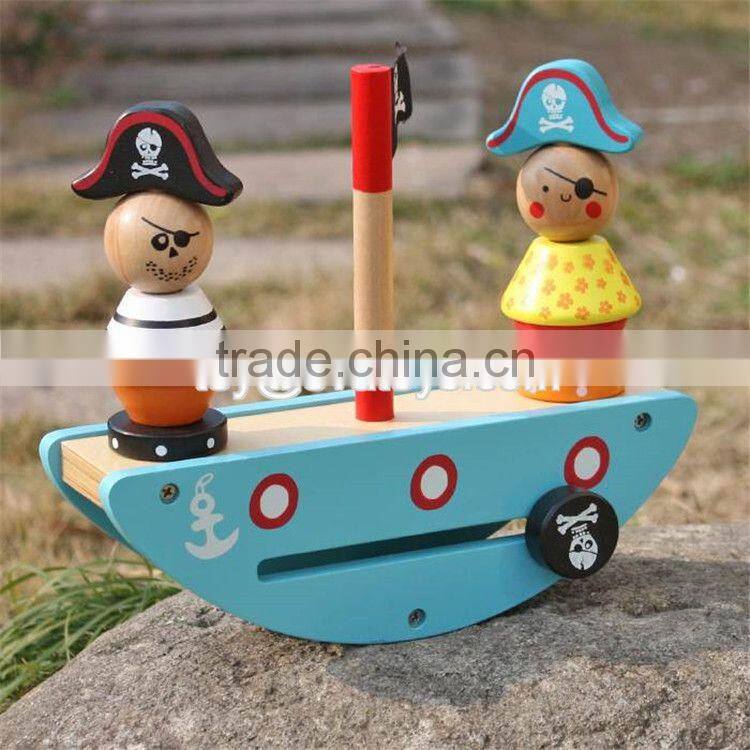 New design pirate toy wooden stacking balance blocks for kids W11F056