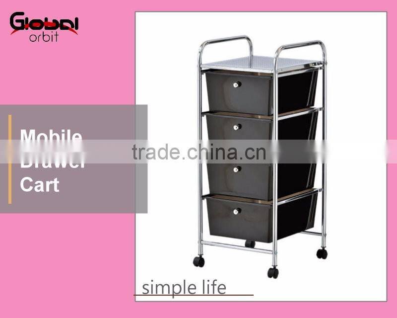 Chrome Plating 3-Tier Storage Container Organizer Trolley With Locking Wheels