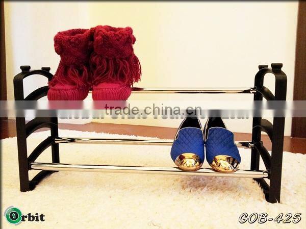 Easy to assemble stainless steel cheap plastic metal shoe rack