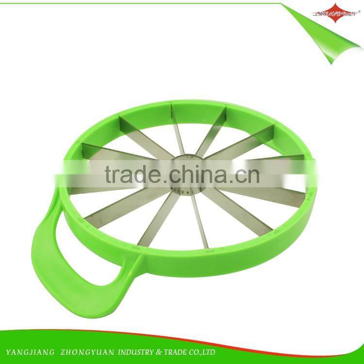 ZY-F1482A wholesale manual stainless steel watermelon slicer cutter with double plastic handle