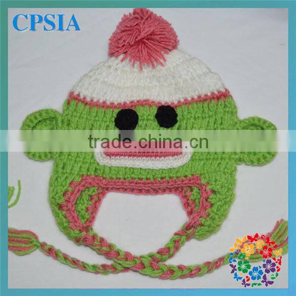 2014 Fancy Handmade Crochet Animal Baby Hats Caps 100 Wool Knitting winter Warm earflap Baby Beanie Hat