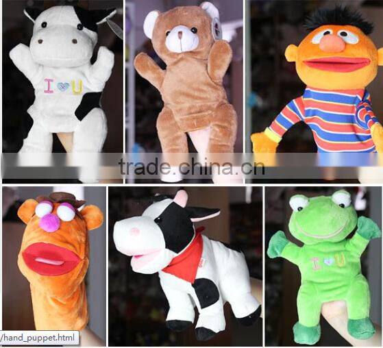 Hot selling baby child cow hand puppet baby plush puppets for children