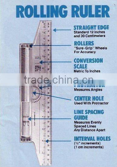 Kearing Parallel Rolling Ruler Rigid Plastic 30cm Multi Purpose Rolling Rule # MPR30