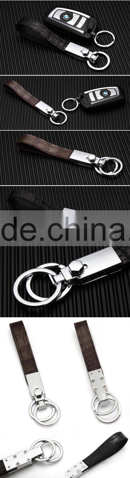 New Fashion Luxury Real Crocodile Skin Leather Key Ring Holder Top Selling Popular Custom Logo Car Key Chain