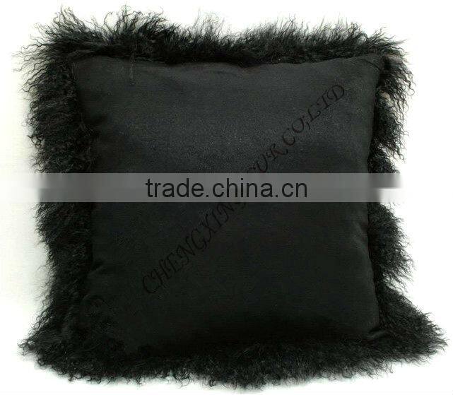 CX-D-01A High Quality Customed Size ColorfulTibetan Lamb Fur Pillow Cover