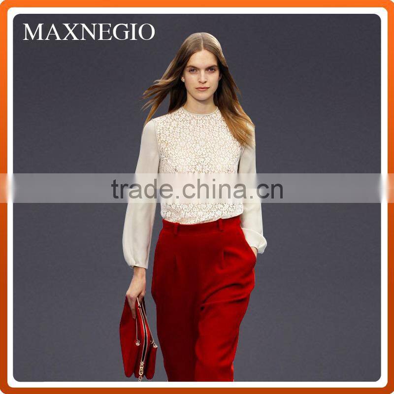 Latest Italy designs fashion lace blouse designs for lady on sale