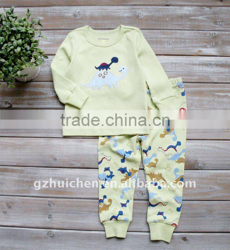 2011 autumn baby clothing set 100% cotton embroider pajama