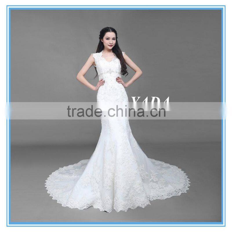 Fashion V Neck Tulle White Handmade Beaded Embroidery China Custom Made Alibaba Wedding Dress