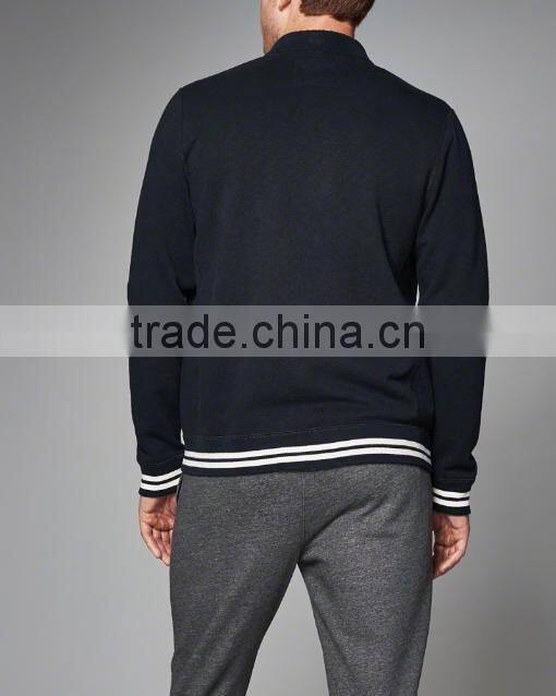 men's color block full zipper design bomber jacket with rib hem