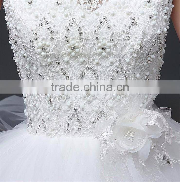 Cream Sleeveless A-line Tiered Wedding Dress Beaded Corchet Cut Out Back Crisscross Bride Grown