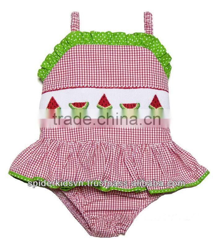 Infant/Toddler Girl Red Smocked Baby Red Watermelon - Bikini