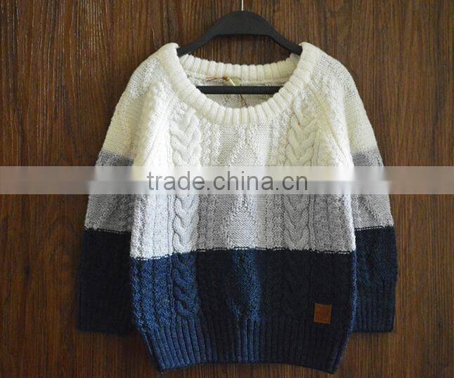 2017 boys stripe pullover sweater designs for kids hand knitted
