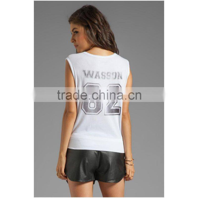 Custom printing muscle tee for women sleeveless muscle tee for women
