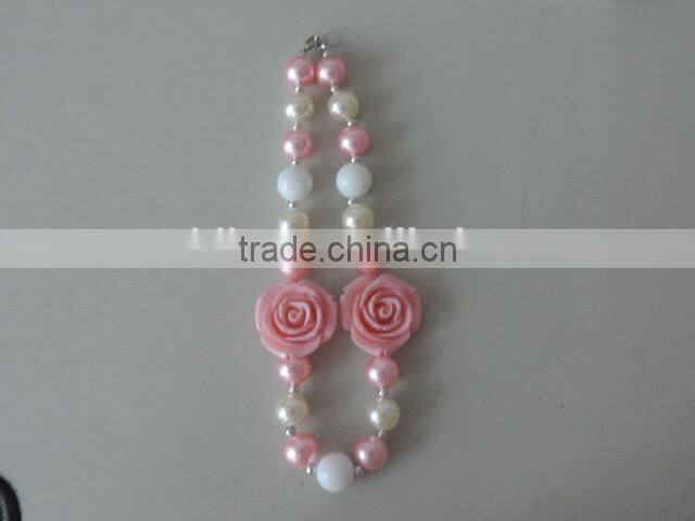 2016 baby girl flower necklace peral crystal symmetric kids clothes decor hot wholesale children jewelry