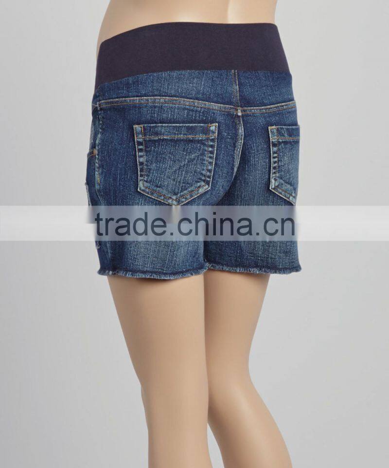 Hot Sales Maternity Shorts With Dark Wash Under-Belly Maternity Denim Shorts Women Clothes WP80817-15