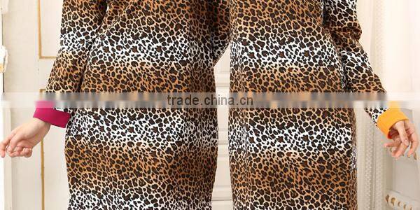 OEM winter design leopard custom pajamas cotton women nightgowns