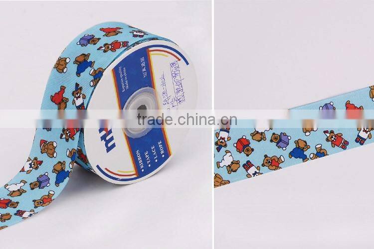 1.1/2" Cartoon Bear Grosgrain Ribbon Cartoon Print