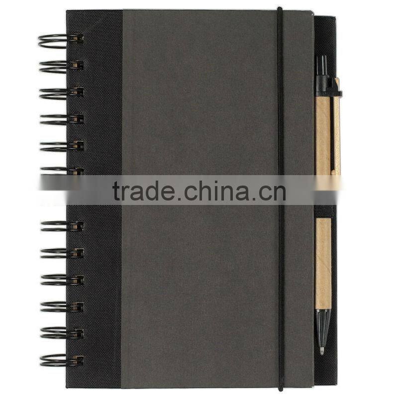 Colorful hard kraft cover spral notebook 70grams 80sheets 18*13cm with recycle paper pen