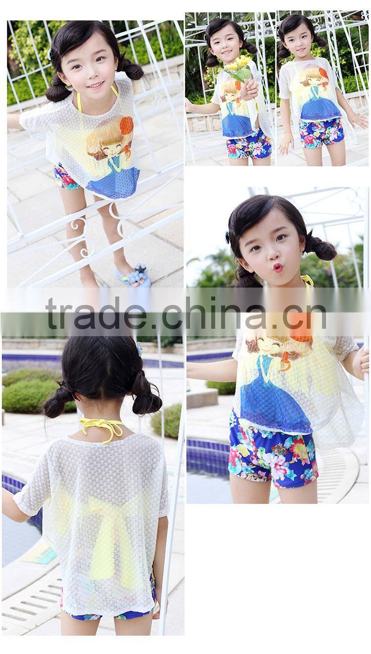 DC-YJM-0013 Latest flower cute pants children wholesale modeling swimwear