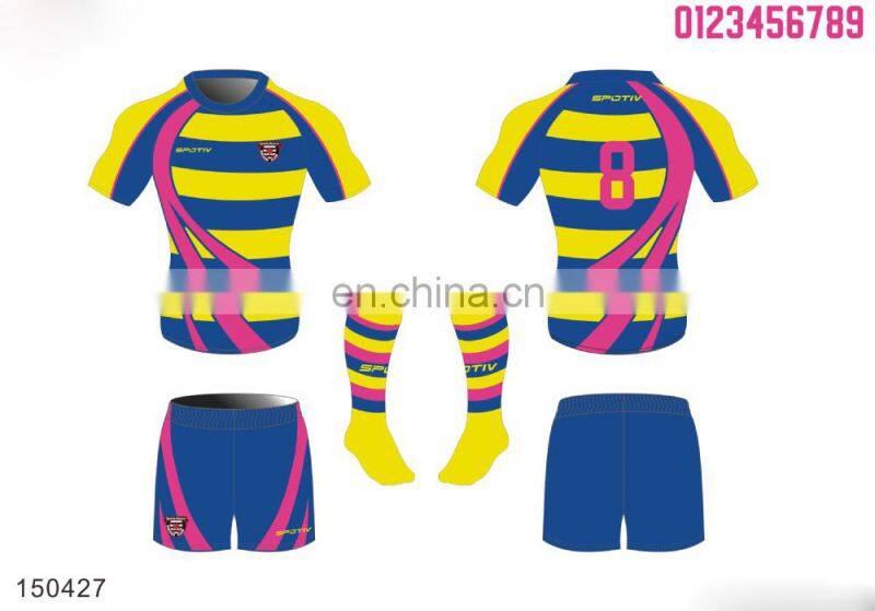 2016 new custom design rugby jersey with sublimation