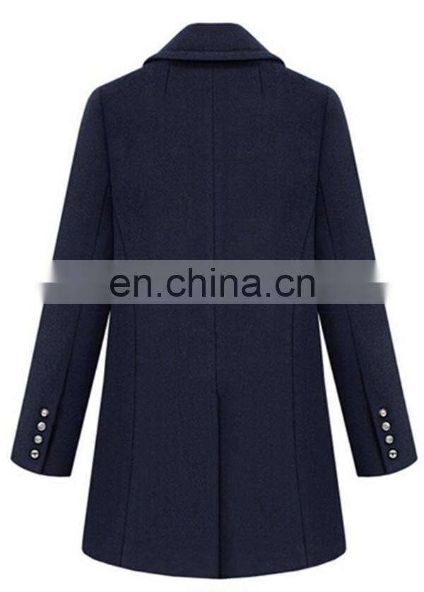 European Style New Design Women Long Double-breasted Cashmere Coat