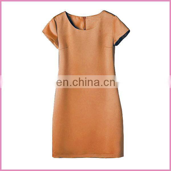 future-proof short sleeves optional color yarn dyed cotton fabric dress