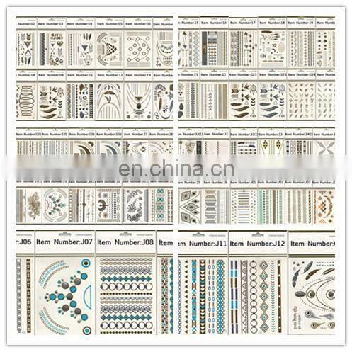 Wholesale Newest Design Tattoo Sticker Metallic Sexy Ladies Makeup& Henna Small Order Cheap Tattoo Stickers Paper Gold Silver