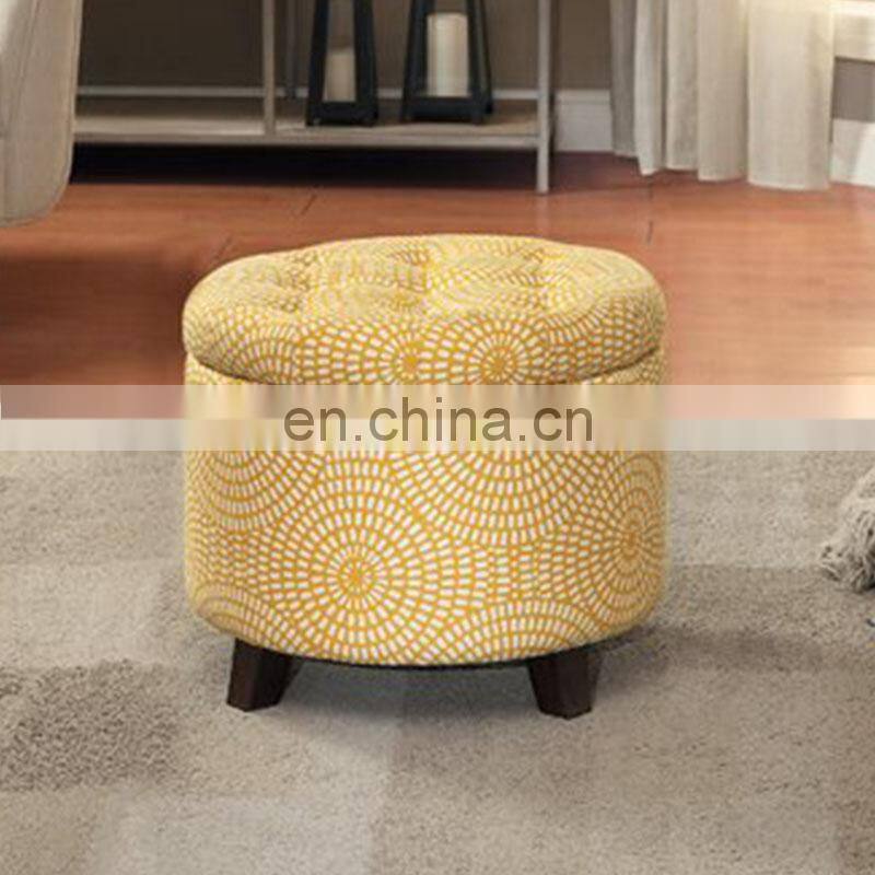 Manufacturer custom modern fabric round faux fur ottomans stool