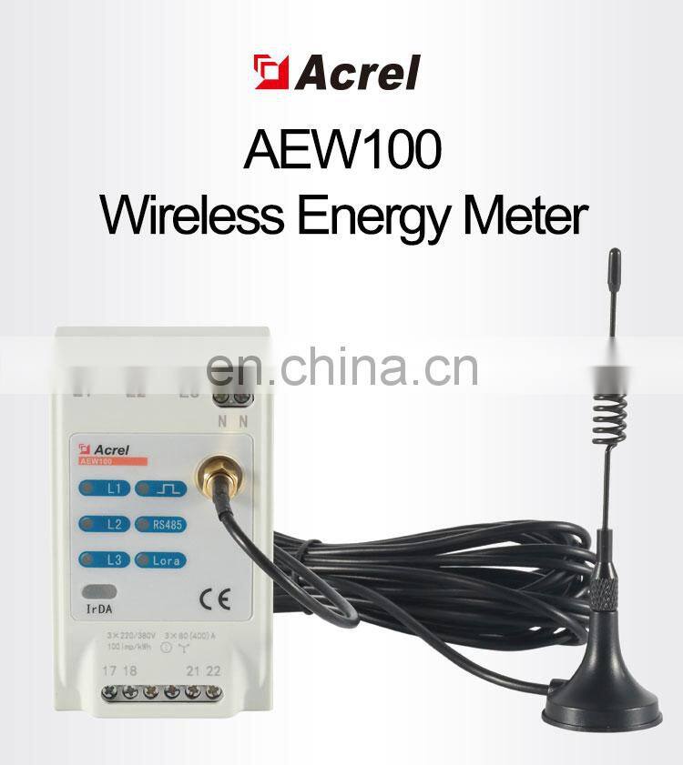 Acrel AEW100 three phase din rail loar and RS485 communication wireless energy meter