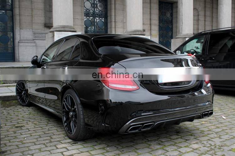 C-CLASS W205 C63 A style body kit 14~16y PP material front bumper grille side skirts trunk spoiler rear bumper exhaust tips