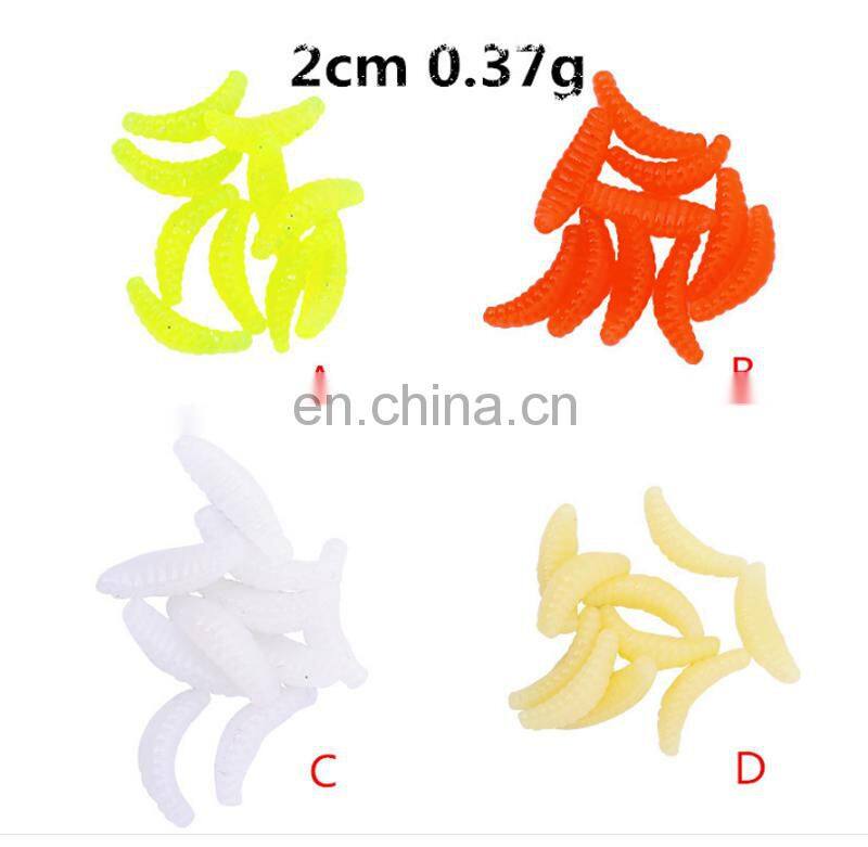 Amazon 2cm 0.37g 50pcs/bag Carp Fishing Bait China Supplier Soft Mealworm  Breadworm Fishing Lure Soft Maggot Worm
