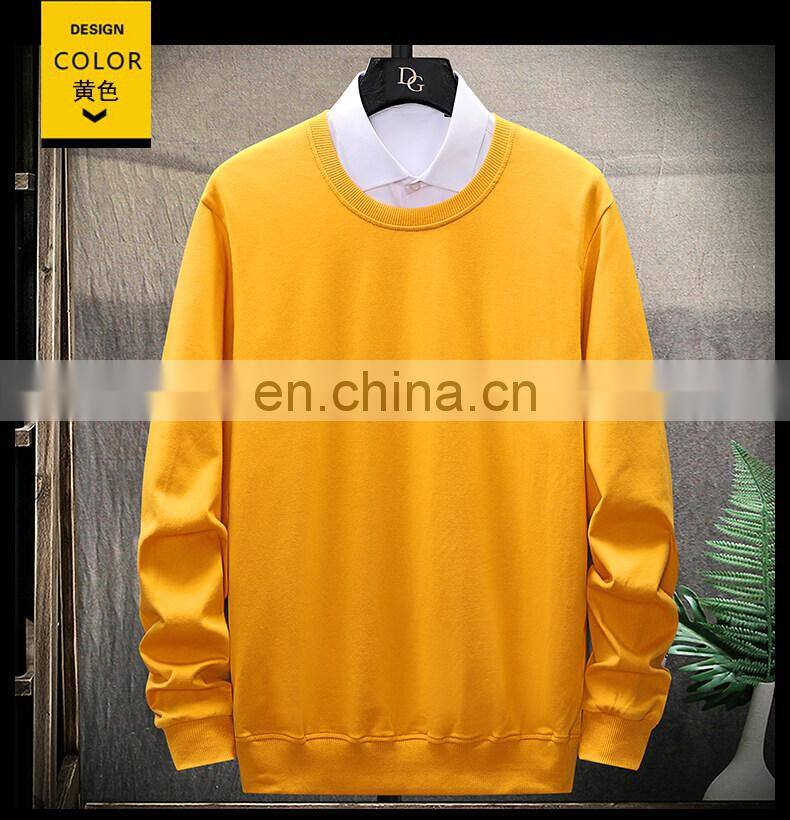 Custom brand round neck plain sweatshirt 100% cotton high quality men custom pullover hoodie plus size men t-shirt