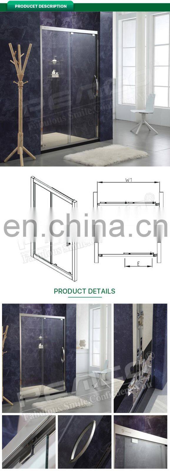 PEMCO brand Sliding door 2 Glass free standing glass shower enclosure