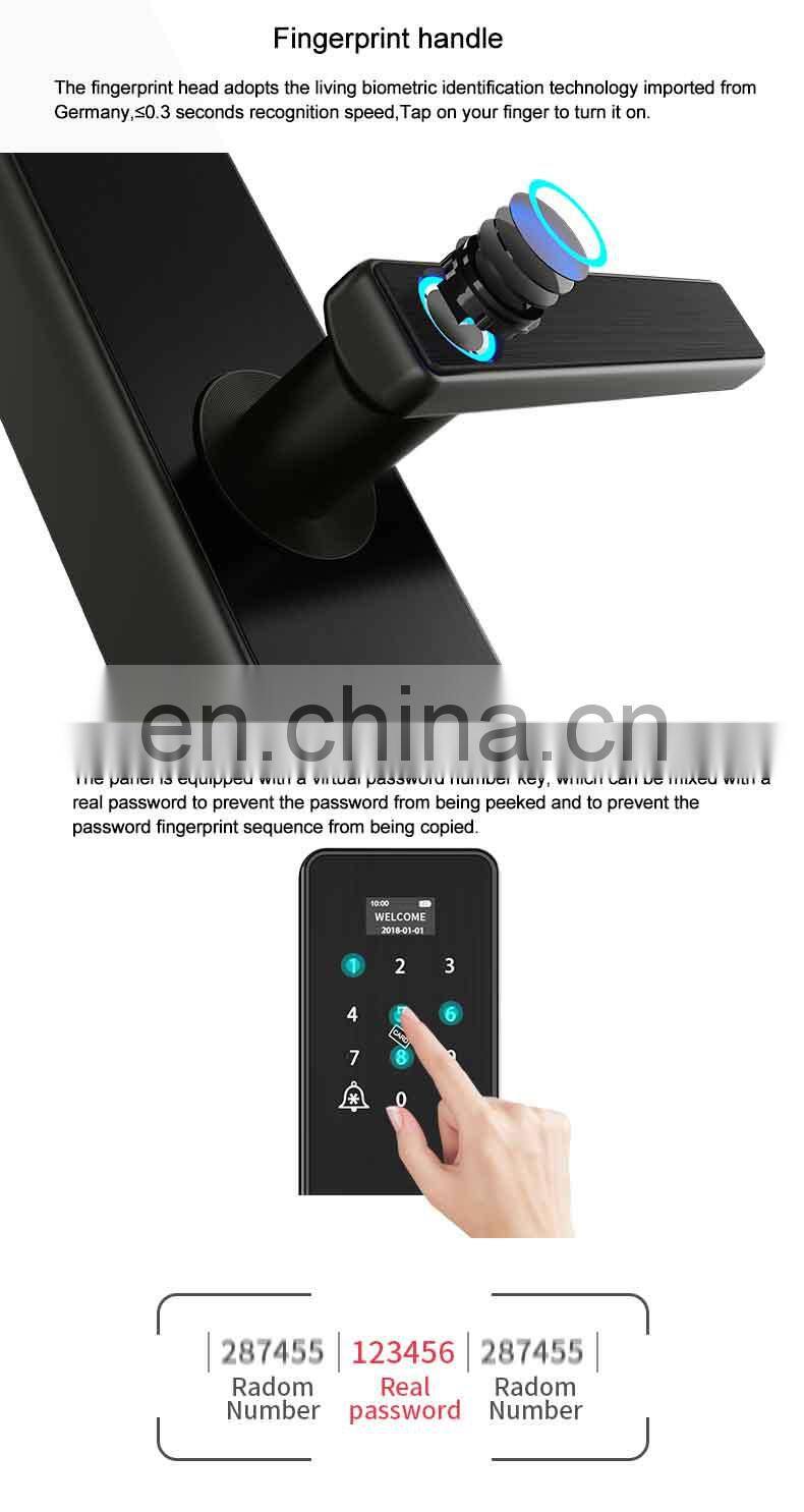 High Security Fingerprint Open Smart Door Lock With Automatic Alarms for wooden door anti - theft door