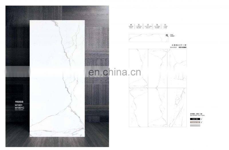 big size matt polished surface carrara white porcelain tile 1800x900