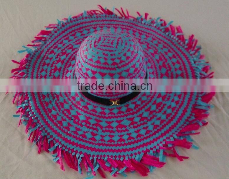 Brown handmade sun beach hats with ribbon