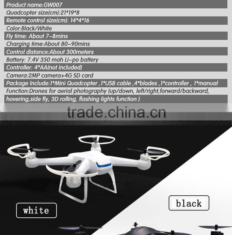 High Quality 4CH 2.4G 6 Axis rc headless LED light professional drone with 2 MP camera and 4G SD Card