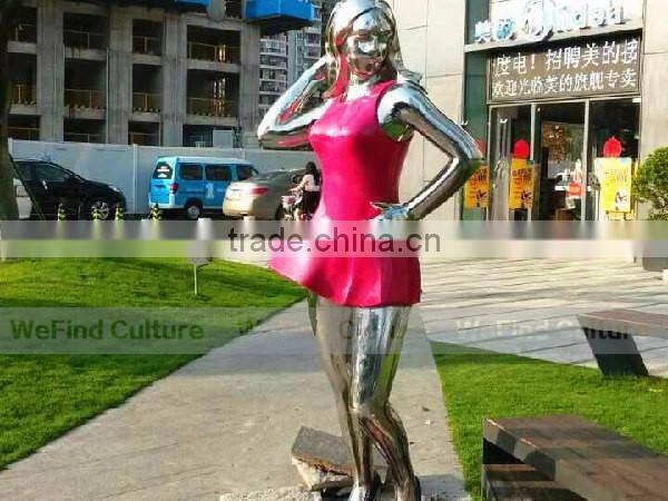 Woman shaped metal stainless steel statue