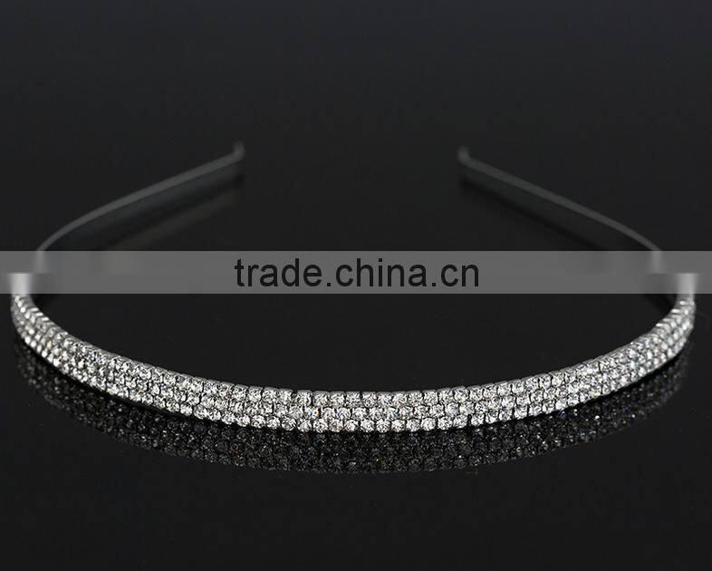 Elegant fashion three layers shiny diamond metal hairband headband