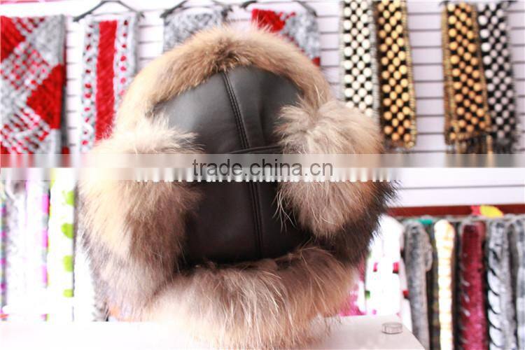 Fashion Warm Genuine Real Raccoon Fur Hat With Ear Flap Unisex
