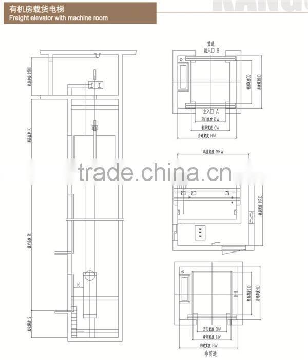 1000KG-5000KG Hydraulic freight lift goods elevator